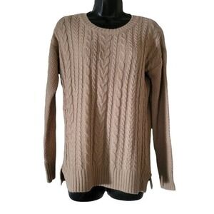 BECEEL Cable knit Long Sleeve S‎ Beige Lightweight Sweater Warm Casual  Bohemian